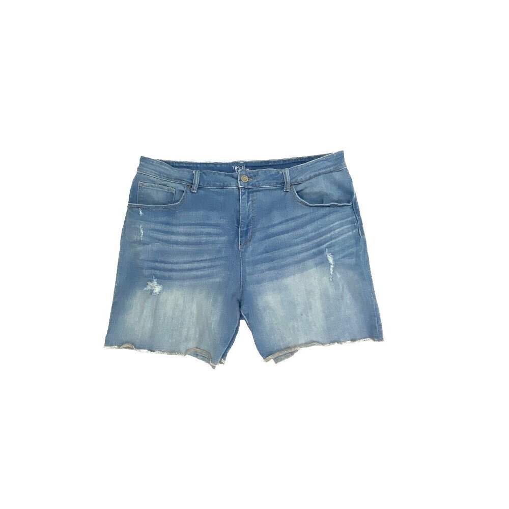 Time And Tru Mid Rise Distressed 6" Inseam Women's size 20 Blue Denim Jean Short